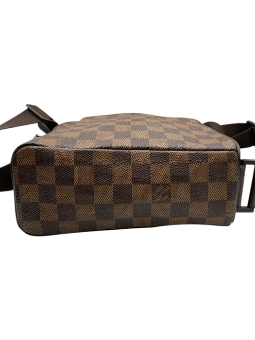 Louis Vuitton Brown Coated Canvas Damier Ebene Zip Close Front Pocket Bag Brown / PM