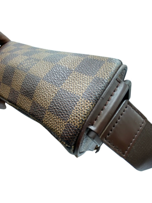 Louis Vuitton Brown Coated Canvas Damier Ebene Zip Close Front Pocket Bag Brown / PM