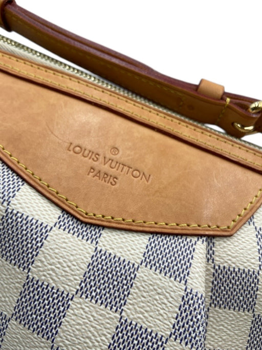 Louis Vuitton Cream White & Navy Blue Coated Canvas Damier Azur Zip Top Bag Cream White & Navy Blue / PM