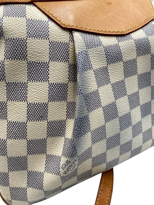 Louis Vuitton Cream White & Navy Blue Coated Canvas Damier Azur Zip Top Bag Cream White & Navy Blue / PM