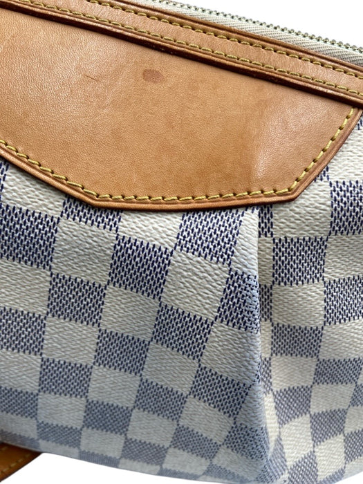 Louis Vuitton Cream White & Navy Blue Coated Canvas Damier Azur Zip Top Bag Cream White & Navy Blue / PM