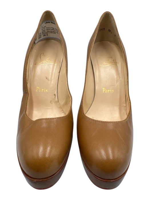 Christian Louboutin Shoe Size 38.5 Beige Leather Upper Wood platform Pumps Beige / 38.5