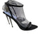 Tom Ford Shoe Size 38 Black & Gunmetal Leather Upper Shiny Wrap Ankle Sandals Black & Gunmetal / 38