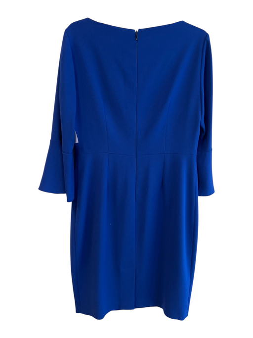 Elie Tahari Size 12 Blue Polyester Blend 3/4 Sleeve Back Zip Round Neck Dress Blue / 12