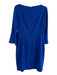 Elie Tahari Size 12 Blue Polyester Blend 3/4 Sleeve Back Zip Round Neck Dress Blue / 12
