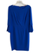 Elie Tahari Size 12 Blue Polyester Blend 3/4 Sleeve Back Zip Round Neck Dress Blue / 12