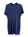 Draper James Size L Navy Rayon Blend Short Sleeve Solid Neck detail Dress Navy / L