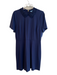 Draper James Size L Navy Rayon Blend Short Sleeve Solid Neck detail Dress Navy / L