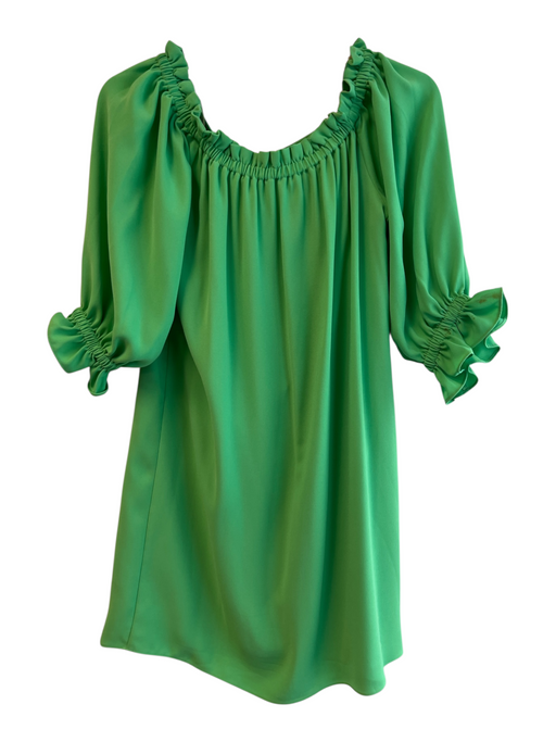Trina Turk Size Small Green Polyester Blend 3/4 Sleeve Ruffle Detail Dress Green / Small