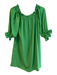 Trina Turk Size Small Green Polyester Blend 3/4 Sleeve Ruffle Detail Dress Green / Small