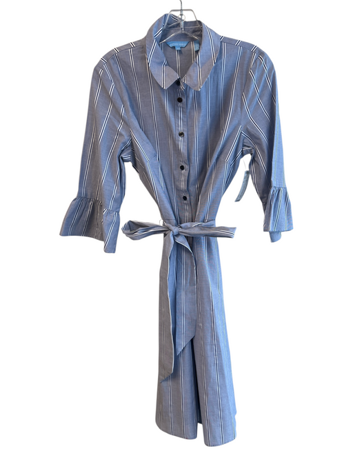 Draper James Size 10 Blue 100% Cotton 3/4 Sleeve Button Down Tie Waist Dress Blue / 10
