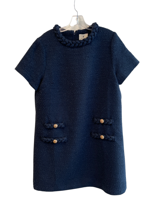 Tuckernuck Size XL Navy Polyester Lined Back Zip Short Sleeve Gold button Dress Navy / XL