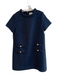 Tuckernuck Size XL Navy Polyester Lined Back Zip Short Sleeve Gold button Dress Navy / XL