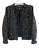 Ebossy Size Large Black & White Polyester Blend Fringe Detail Metallic Blazer Black & White / Large