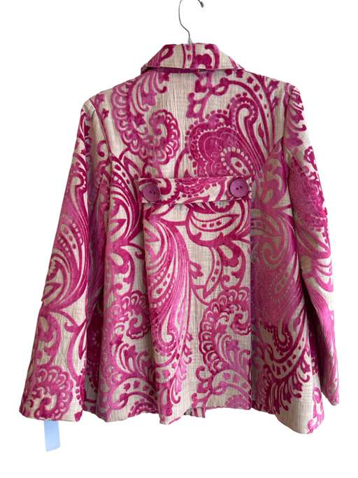 3 Sisters Size Large Pink & Tan Rayon Blend Button Mid Thigh Pockets Coat Pink & Tan / Large