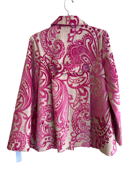 3 Sisters Size Large Pink & Tan Rayon Blend Button Mid Thigh Pockets Coat Pink & Tan / Large