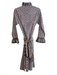 Sue Sartor Size S Purple & Brown 100% Cotton Long Sleeve Flower Pin V Neck Dress Purple & Brown / S