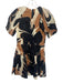 Simkhai Size 2 Brown, Black, Beige Rayon & Linen Short Sleeve Pleated Mini Dress Brown, Black, Beige / 2