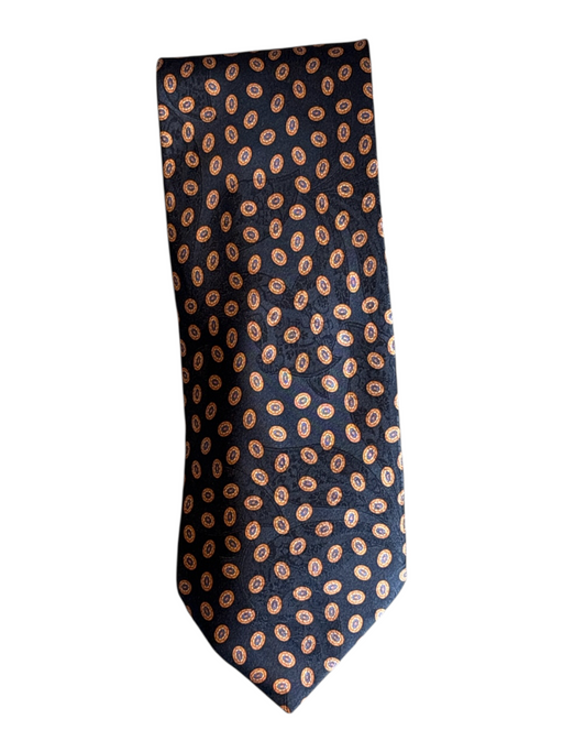 Steffano Ricci Black & Orange Silk Medallion Men's Tie Black & Orange