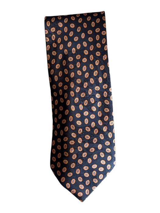Steffano Ricci Black & Orange Silk Medallion Men's Tie Black & Orange