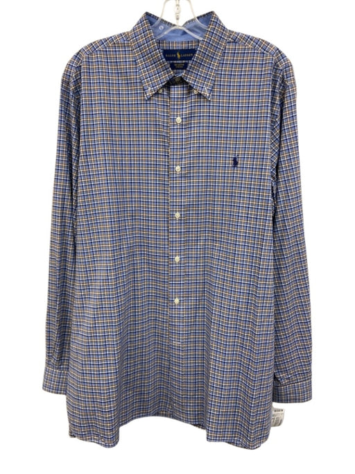 Ralph Lauren Size XL Blue & Brown Cotton Plaid Button Up Men's Long Sleeve Shirt Blue & Brown / XL