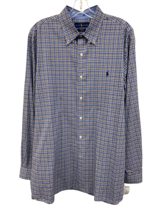 Ralph Lauren Size XL Blue & Brown Cotton Plaid Button Up Men's Long Sleeve Shirt Blue & Brown / XL
