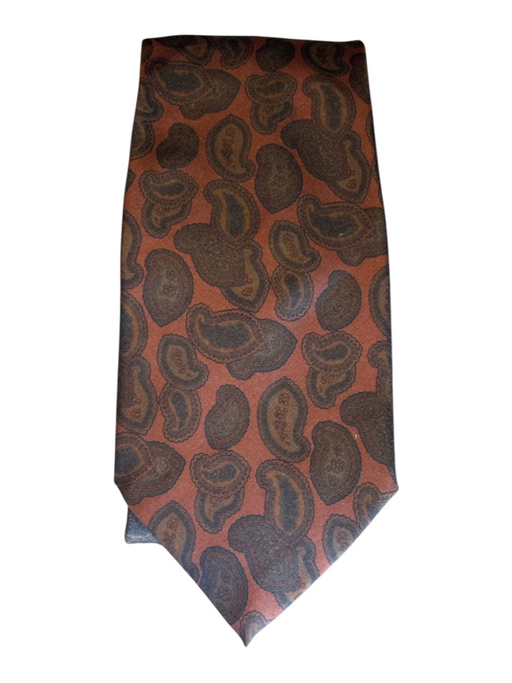 Fendi Brown & Orange Silk Paisley Men's Tie Brown & Orange