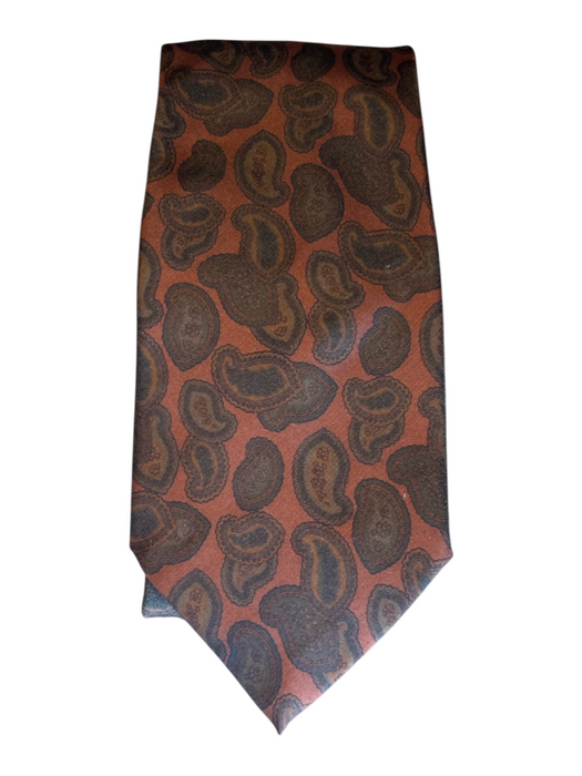 Fendi Brown & Orange Silk Paisley Men's Tie Brown & Orange