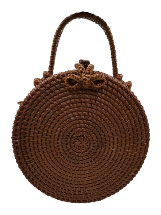 Brown Wicker Top Handle Toggle Canteen Bag Brown / S