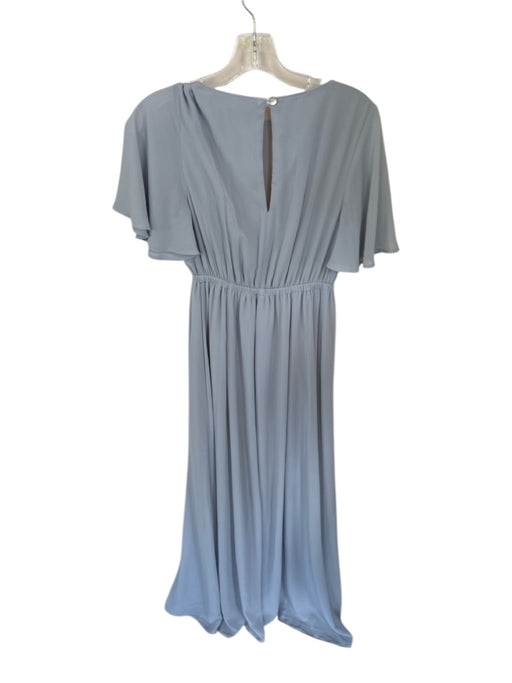 Show Me Your Mumu Size S Slate Blue Polyester Flutter Sleeves V Neck Wrap Dress Slate Blue / S