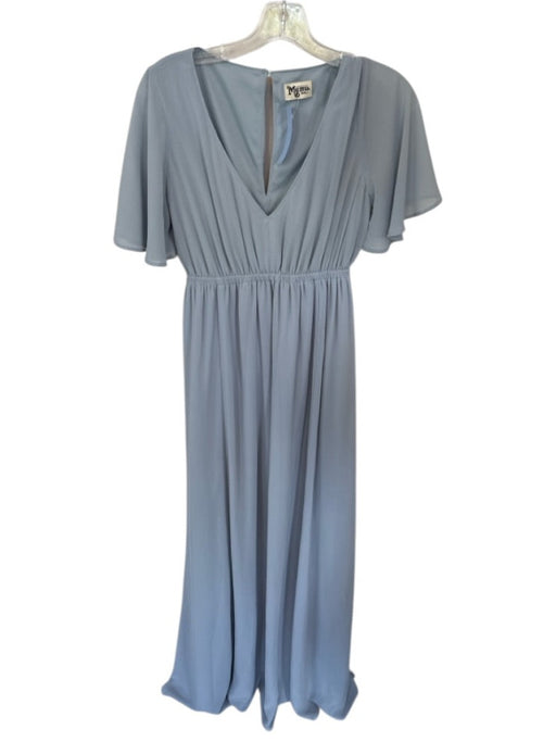 Show Me Your Mumu Size S Slate Blue Polyester Flutter Sleeves V Neck Wrap Dress Slate Blue / S
