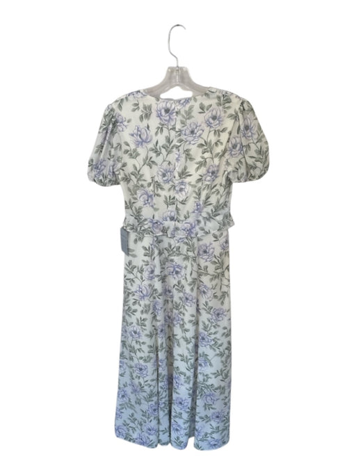 Gal Meets Glam Size 4P Green & Purple Polyester Short Sleeve Flowers Maxi Dress Green & Purple / 4P