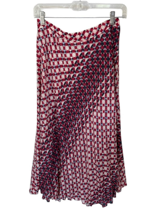 Maeve Size SP Red & Blue Polyester Elastic Waist Circles Pleated Maxi Skirt Red & Blue / SP