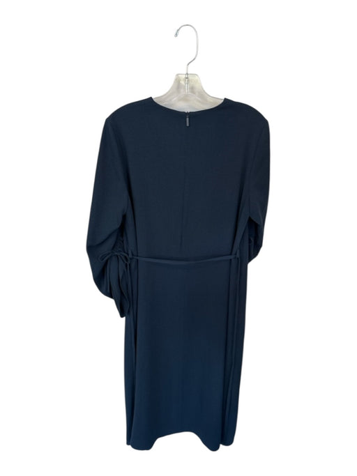 Tibi Size 4 Navy Triacetate Long Sleeve Drawstring Detail V Neck Maxi Dress Navy / 4