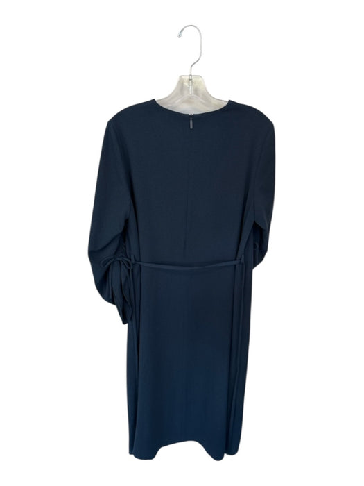 Tibi Size 4 Navy Triacetate Long Sleeve Drawstring Detail V Neck Maxi Dress Navy / 4