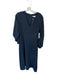 Tibi Size 4 Navy Triacetate Long Sleeve Drawstring Detail V Neck Maxi Dress Navy / 4