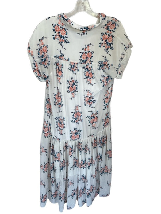 Veronica Beard Size 6 White & Orange Silk Short Sleeve Flowers Slip Inc Dress White & Orange / 6