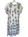 Veronica Beard Size 6 White & Orange Silk Short Sleeve Flowers Slip Inc Dress White & Orange / 6