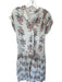 Veronica Beard Size 6 White & Orange Silk Short Sleeve Flowers Slip Inc Dress White & Orange / 6