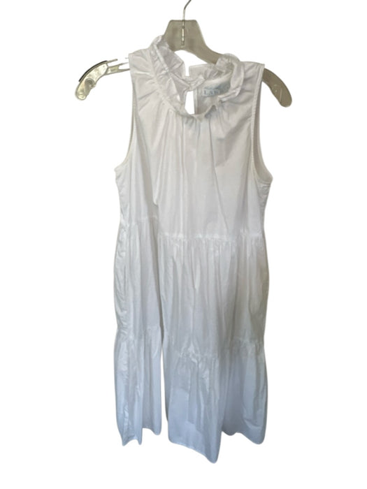 Lake Size M White Cotton Sleeveless Ruffle Collar Midi Dress White / M