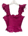 Hill House Size M Hot pink Linen Sleeveless Smocked Bodice Ruffle Hem Crop Top Hot pink / M