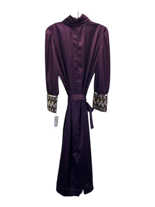 Tuckernuck Size L Purple, Clear, Gold Polyester Satin Long Puff Sleeve Dress Purple, Clear, Gold / L