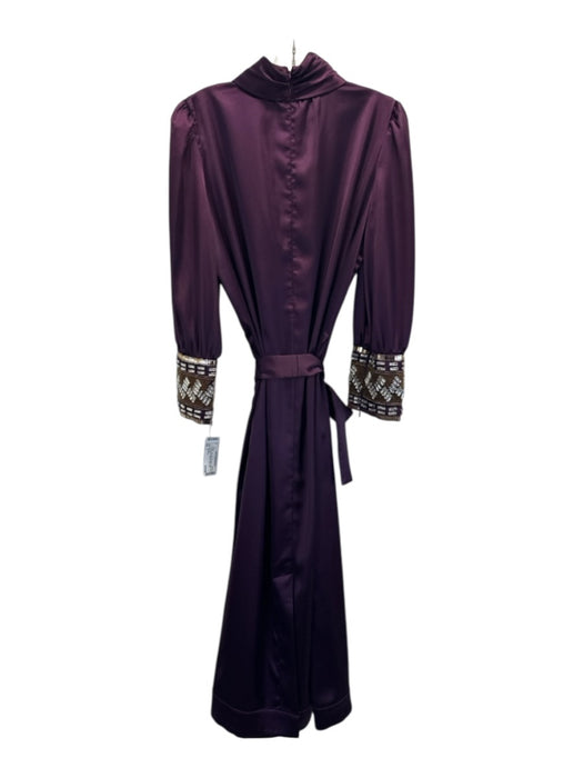 Tuckernuck Size L Purple, Clear, Gold Polyester Satin Long Puff Sleeve Dress Purple, Clear, Gold / L