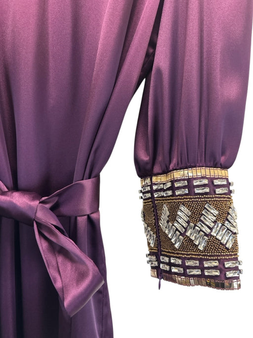 Tuckernuck Size L Purple, Clear, Gold Polyester Satin Long Puff Sleeve Dress Purple, Clear, Gold / L