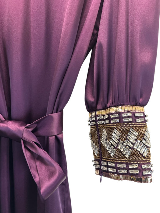 Tuckernuck Size L Purple, Clear, Gold Polyester Satin Long Puff Sleeve Dress Purple, Clear, Gold / L