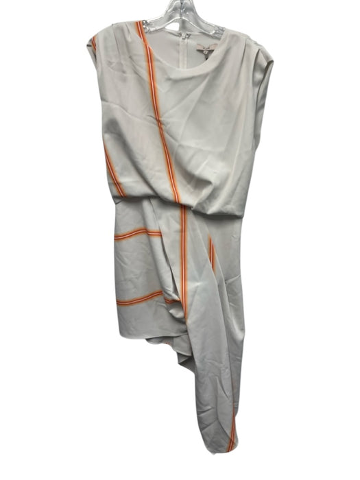 Et Ochs Size 12 White & Orange Polyester Cap Sleeve Neon Detail Draped Dress White & Orange / 12