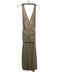 PatBo Size 4 Gold Polyester Blend Metallic Thread Halter V Neck Draped Gown Gold / 4