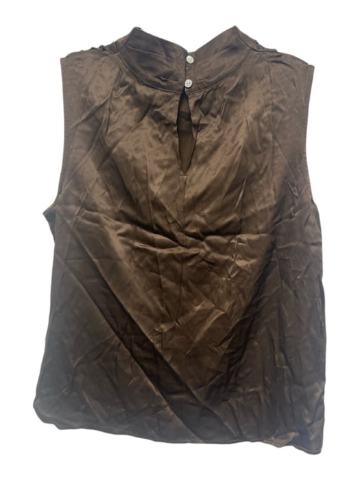 Rails Size M Brown Rayon Satin Sleeveless Mock Neck Keyhole Back Top Brown / M