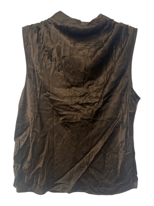 Rails Size M Brown Rayon Satin Sleeveless Mock Neck Keyhole Back Top Brown / M