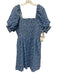 Hyacinth House Size L Blue & White Polyester & Cotton Short Puff Sleeve Dress Blue & White / L